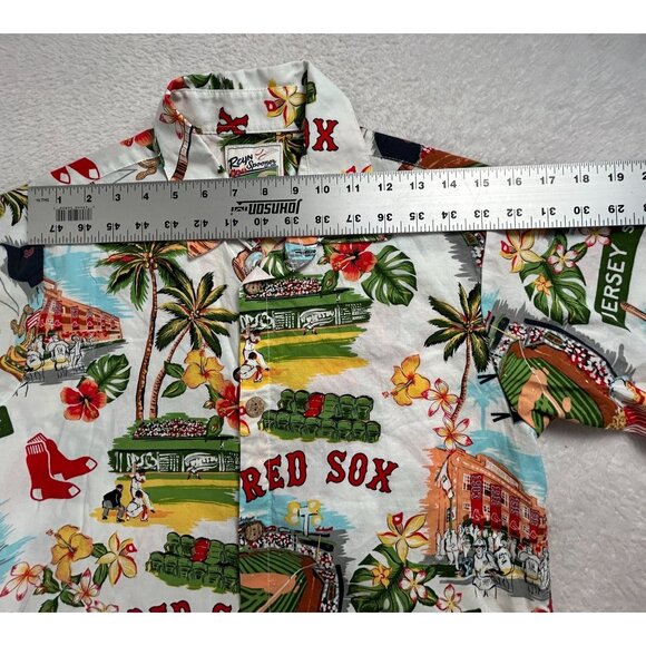 Reyn Spooner Kids Boston Red Sox Scenic Button-Up Hawaiian Shirt XL White/Green - Picture 5 of 7
